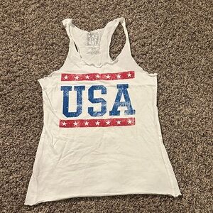 Modern Lux White Tank Top with USA Graphic